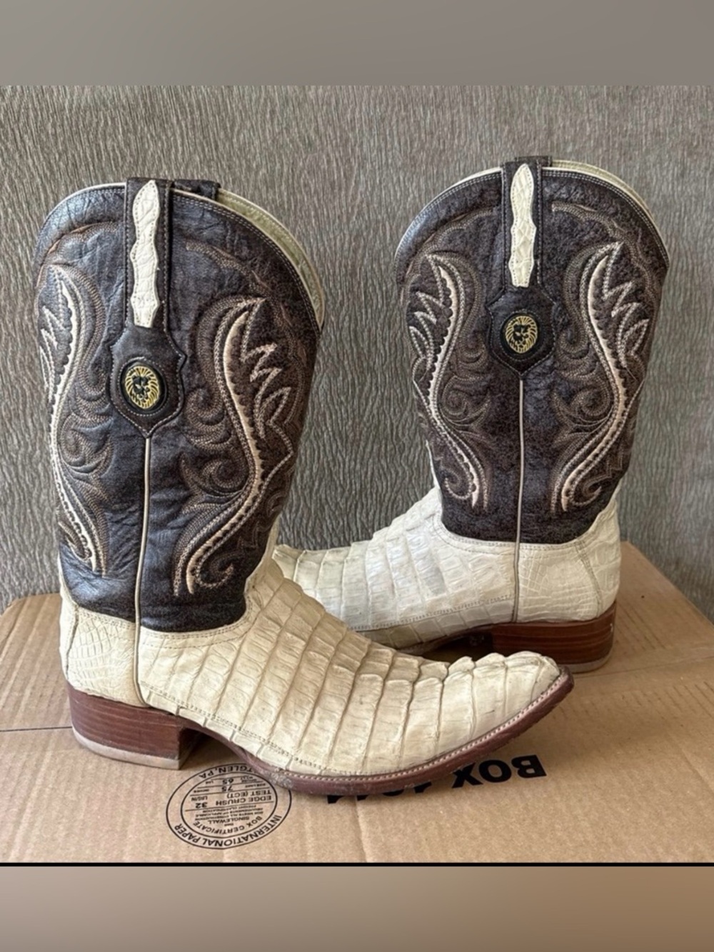 Lamasini Men Gator Tail Cowboy Boots: Ranchero Western Wear - Picture 2 of 12
